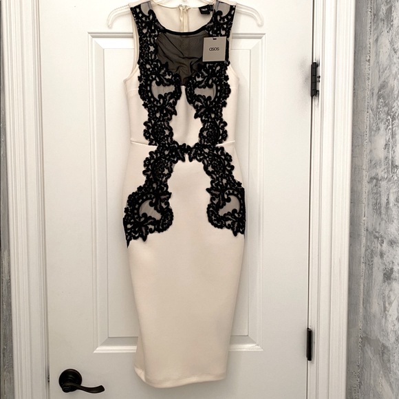 ASOS Scuba & Lace Midi Dress NEW! - Picture 1 of 5